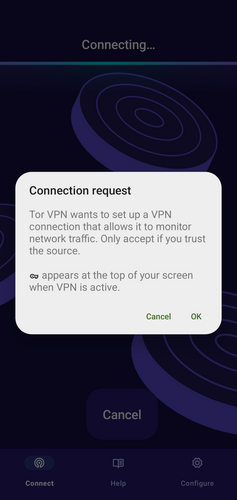 VPN connection request prompt