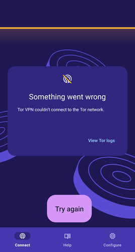 Tor VPN bağlantı hatası.